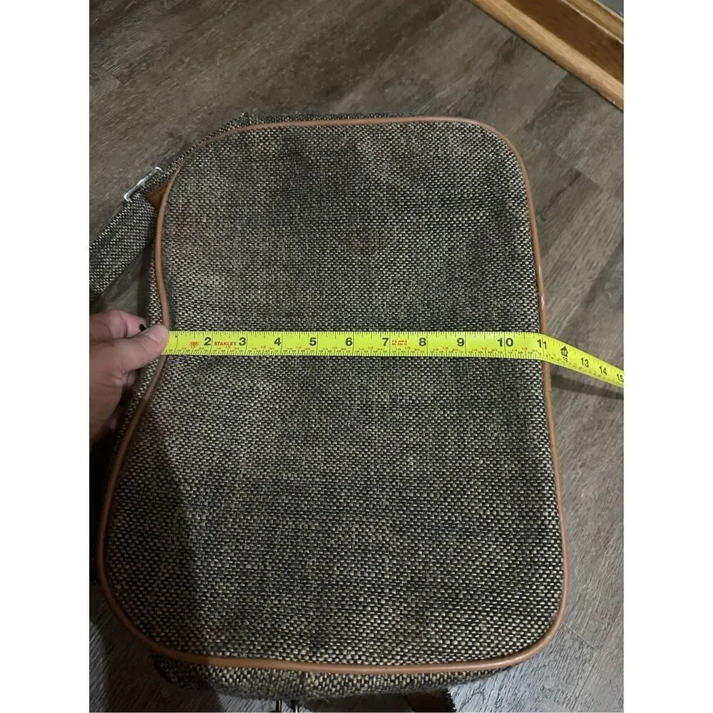 Vintage Pierre Cardin Brown Tweed Carry-On Shoulder Bag Strap Weekend Travel